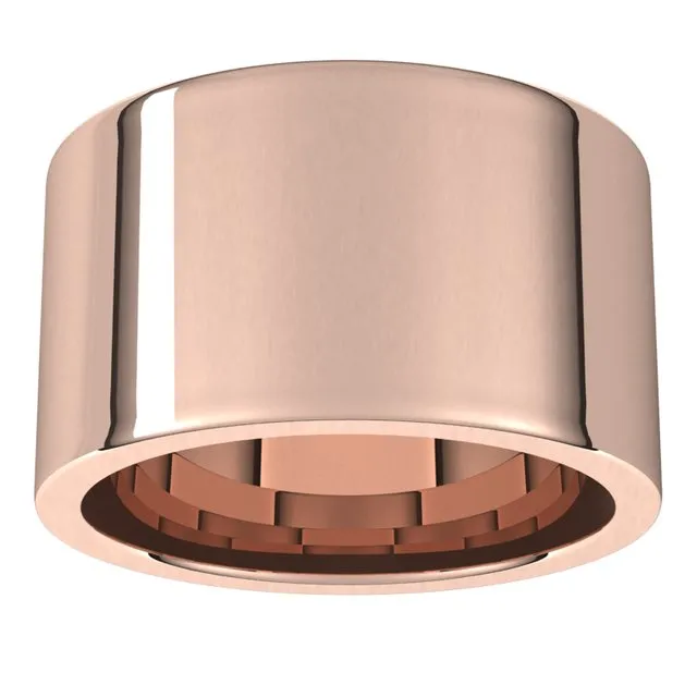 10K Rose Gold Flat Comfort Fit Wedding Band, 12 mm Wide