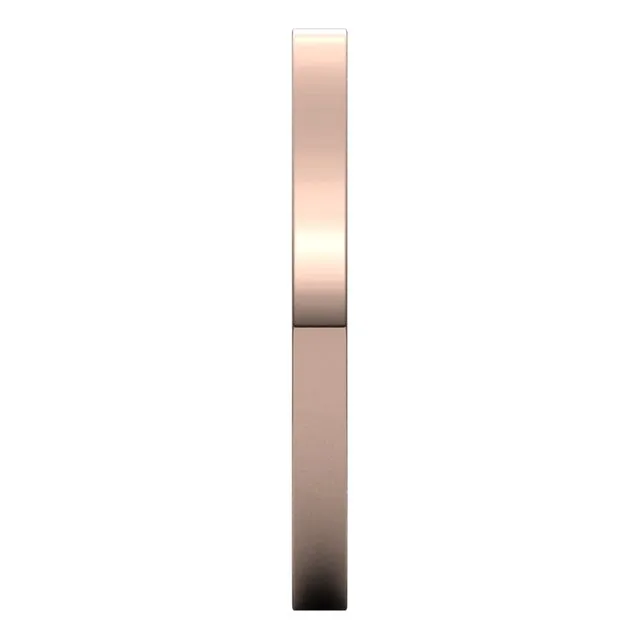 10K Rose Gold Flat Comfort Fit Wedding Band, 2 mm Wide