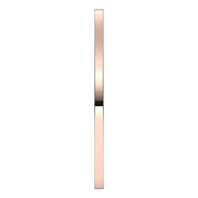 10K Rose Gold Flat Wedding Band, 1 mm Wide