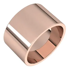 10K Rose Gold Flat Wedding Band, 12 mm Wide