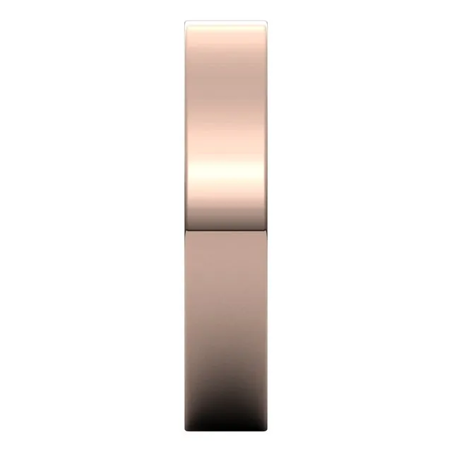 10K Rose Gold Flat Wedding Band, 4 mm Wide