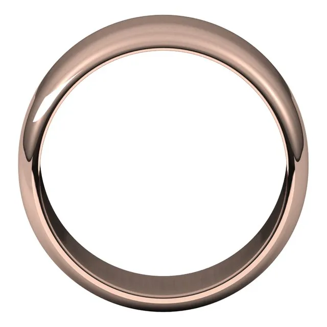 10K Rose Gold Half Round Wedding Band, 10 mm Wide