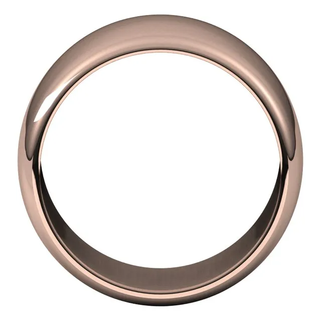 10K Rose Gold Half Round Wedding Band, 12 mm Wide