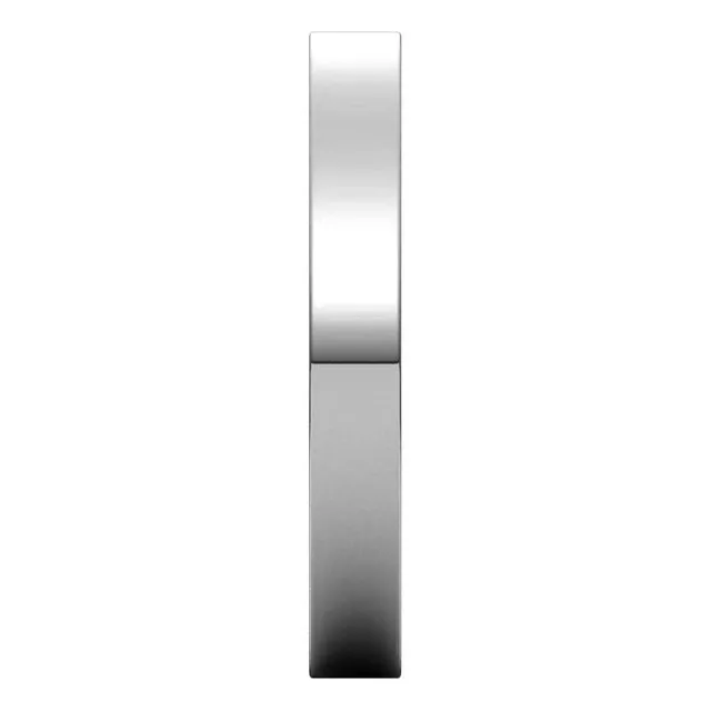10K White Gold Flat Comfort Fit Wedding Band, 3 mm Wide