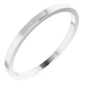 10K White Gold Flat Wedding Band, 1.5 mm Wide