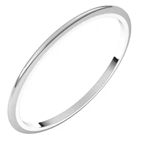 10K White Gold Half Round Wedding Band, 1 mm Wide