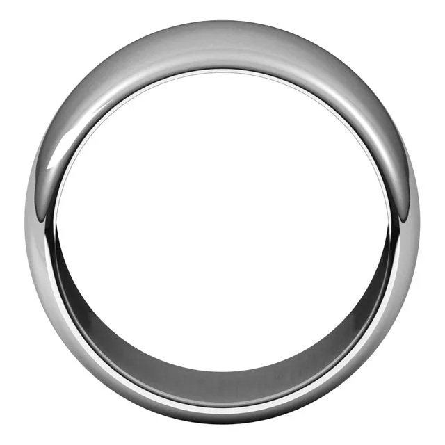 10K White Gold Half Round Wedding Band, 12 mm Wide