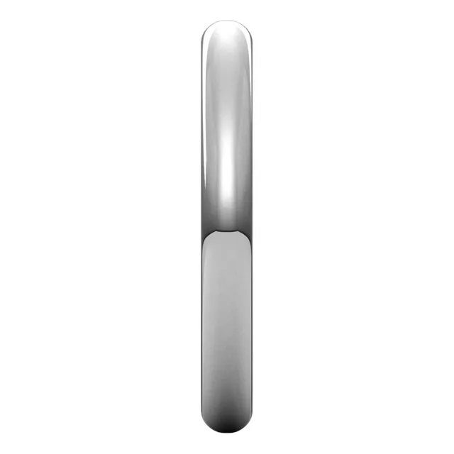 10K White Gold Half Round Wedding Band, 2.5 mm Wide