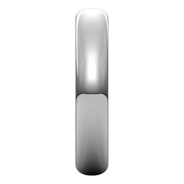 10K White Gold Half Round Wedding Band, 4 mm Wide