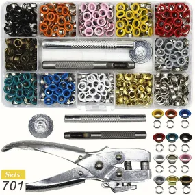 12Colors 5mm Metal Grommets Kit Metal Eyelets Kits Shoe Eyelets Grommet Sets for Leather Fabric Belt Clothes Crafts, and More