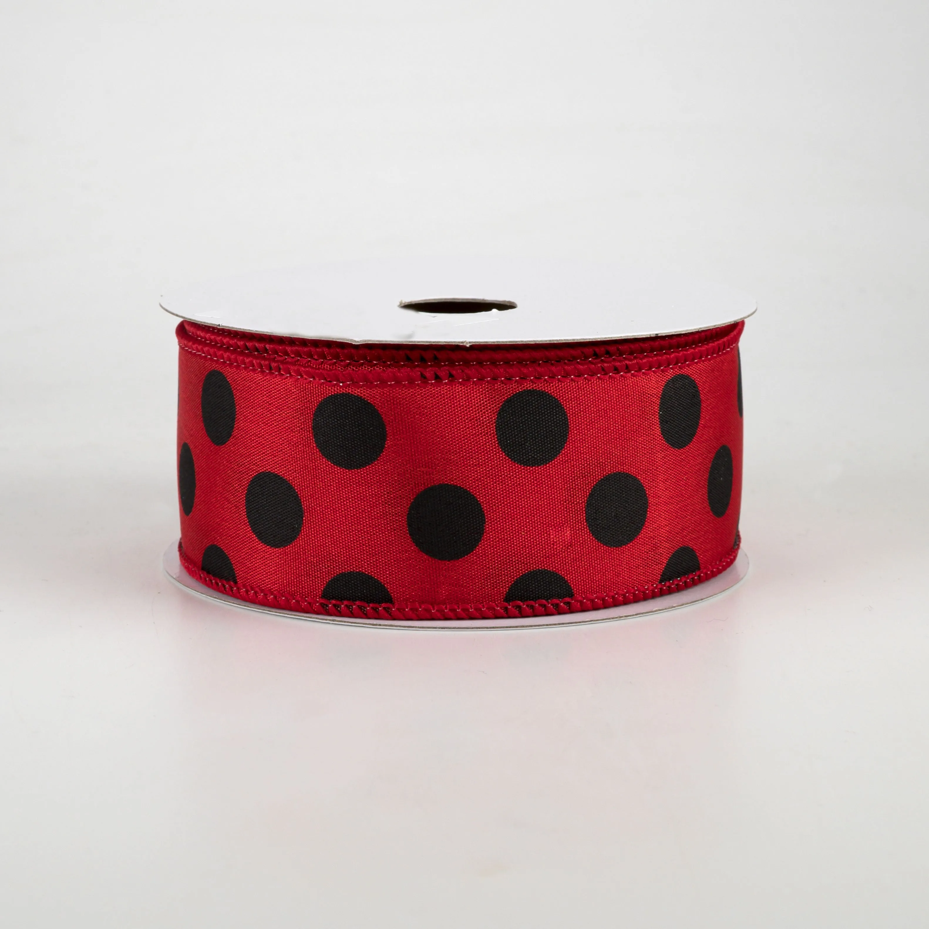 1.5" Big Polka Dot Ribbon: Red & Black (10 Yards)