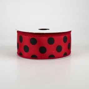 1.5" Big Polka Dot Ribbon: Red & Black (10 Yards)