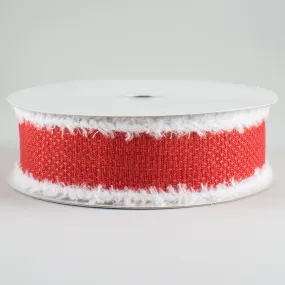1.5" Chenille Edge Ribbon: Red & White (10 Yards)