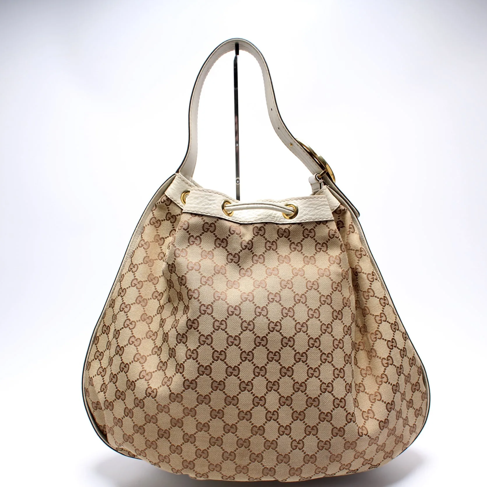 223951GG Canvas Interlocking Icon Drawstring Hobo