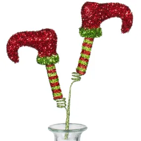 28" Tinsel Elf Boot Spray