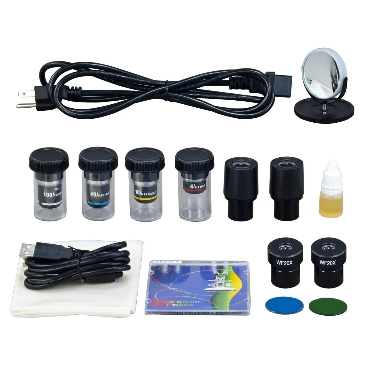 40X-2000X 3MP Digital Integrated Microscope with Halogen Illumination   Vinyl Case, Blank Slides
