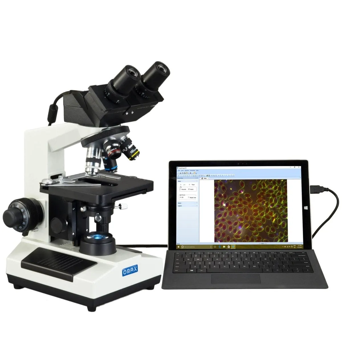 40X-2000X 3MP Digital Integrated Microscope with LED Illumination   Oil Darkfield Condenser and 100X Lens