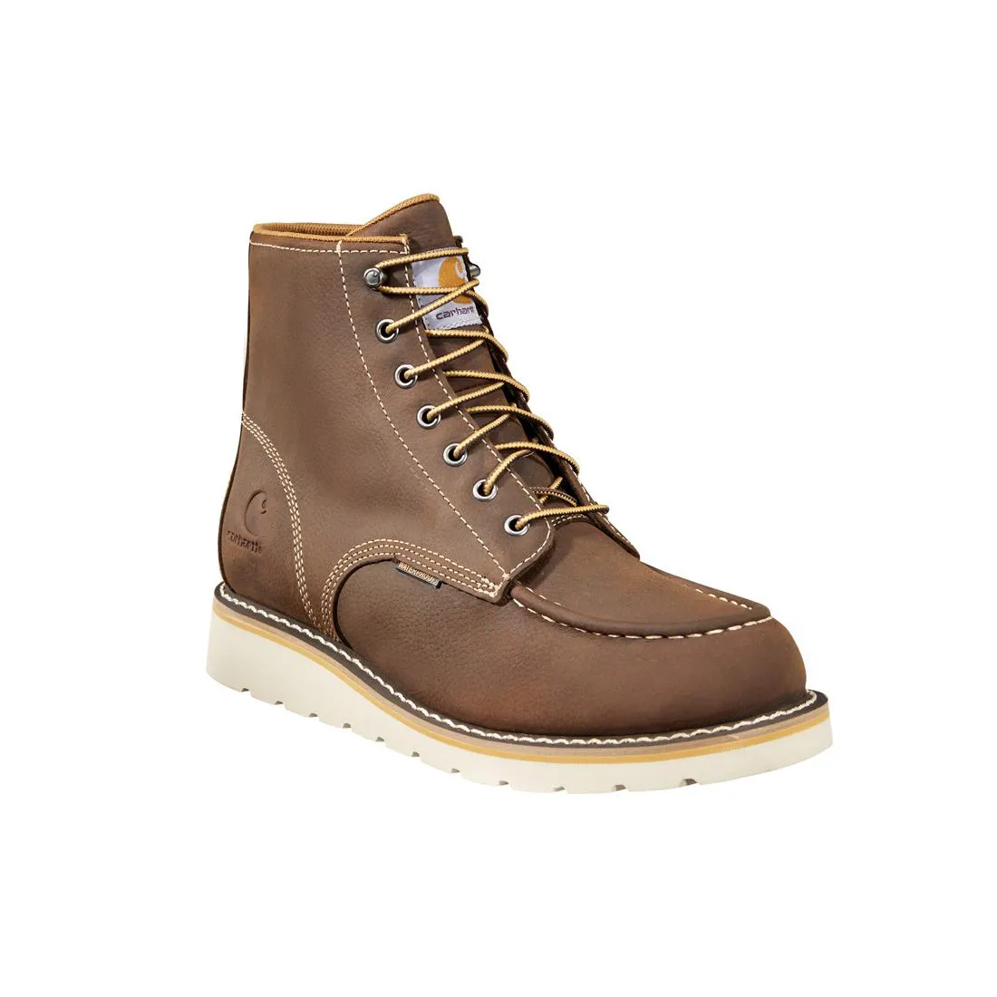 6" Waterproof Moc Wedge Steel Toe Work Boot Dark Brown