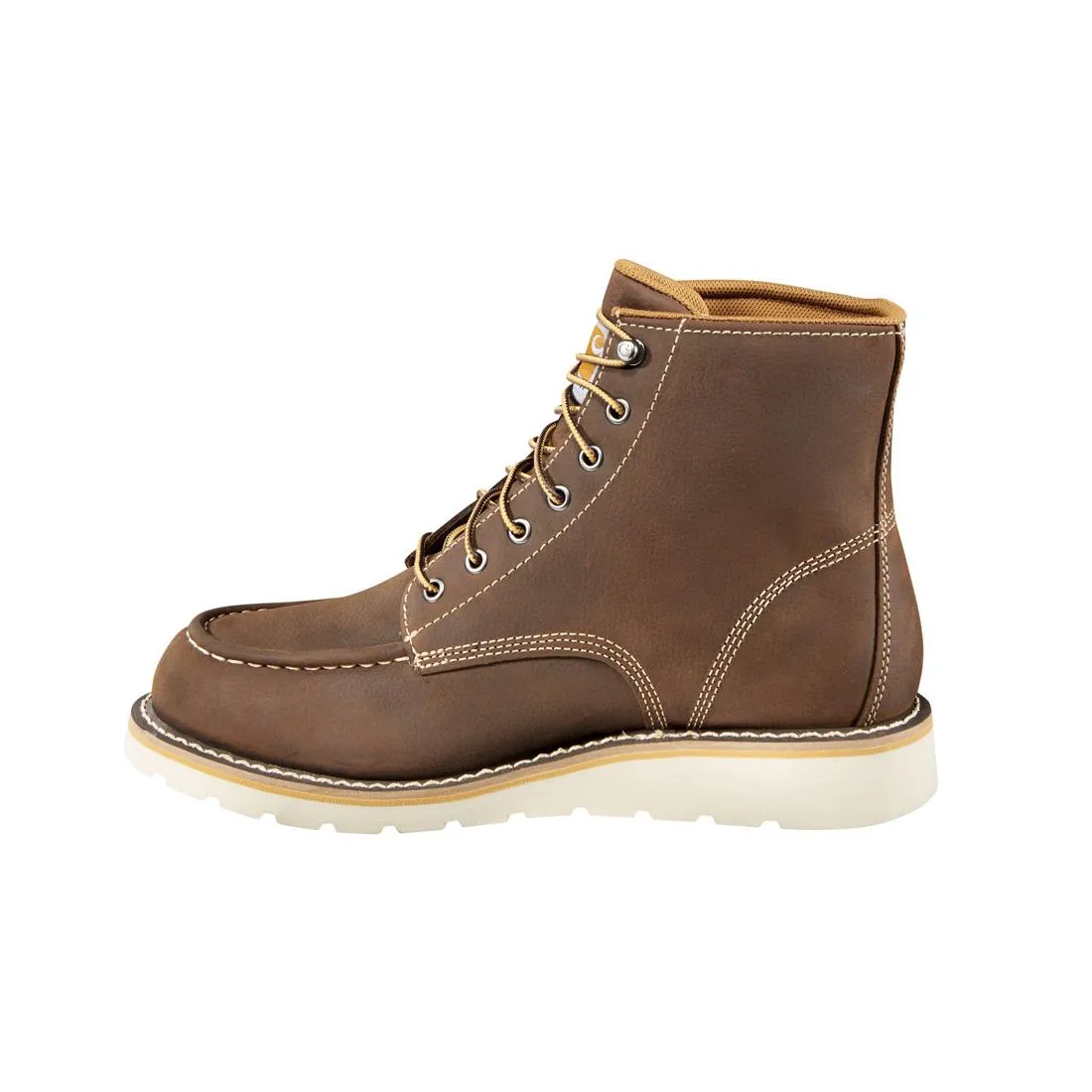 6" Waterproof Moc Wedge Steel Toe Work Boot Dark Brown