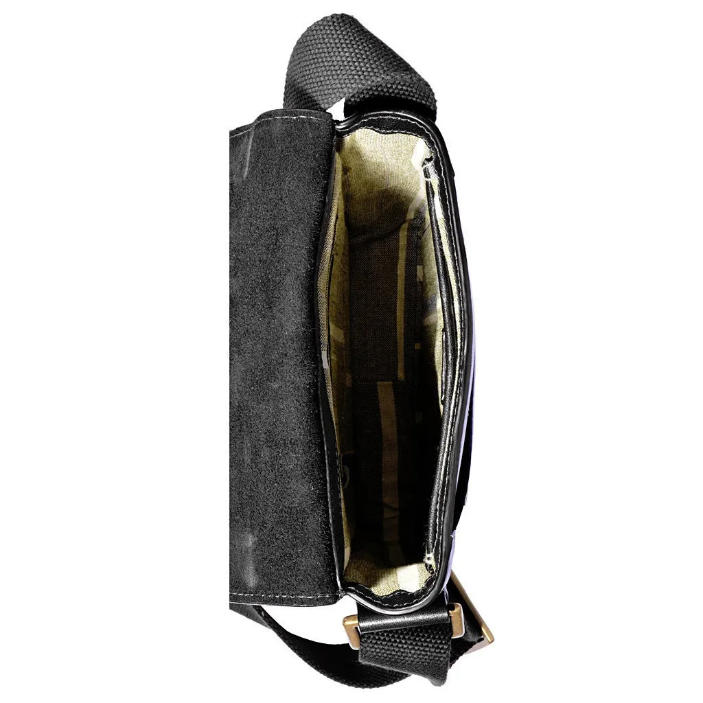 Aiden Small Leather Messenger Bag in Black