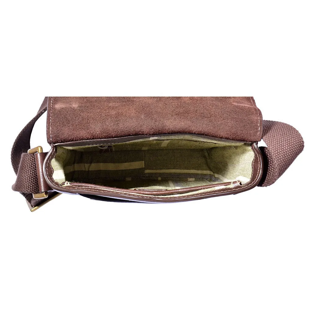 Aiden Small Leather Messenger Bag in Brown