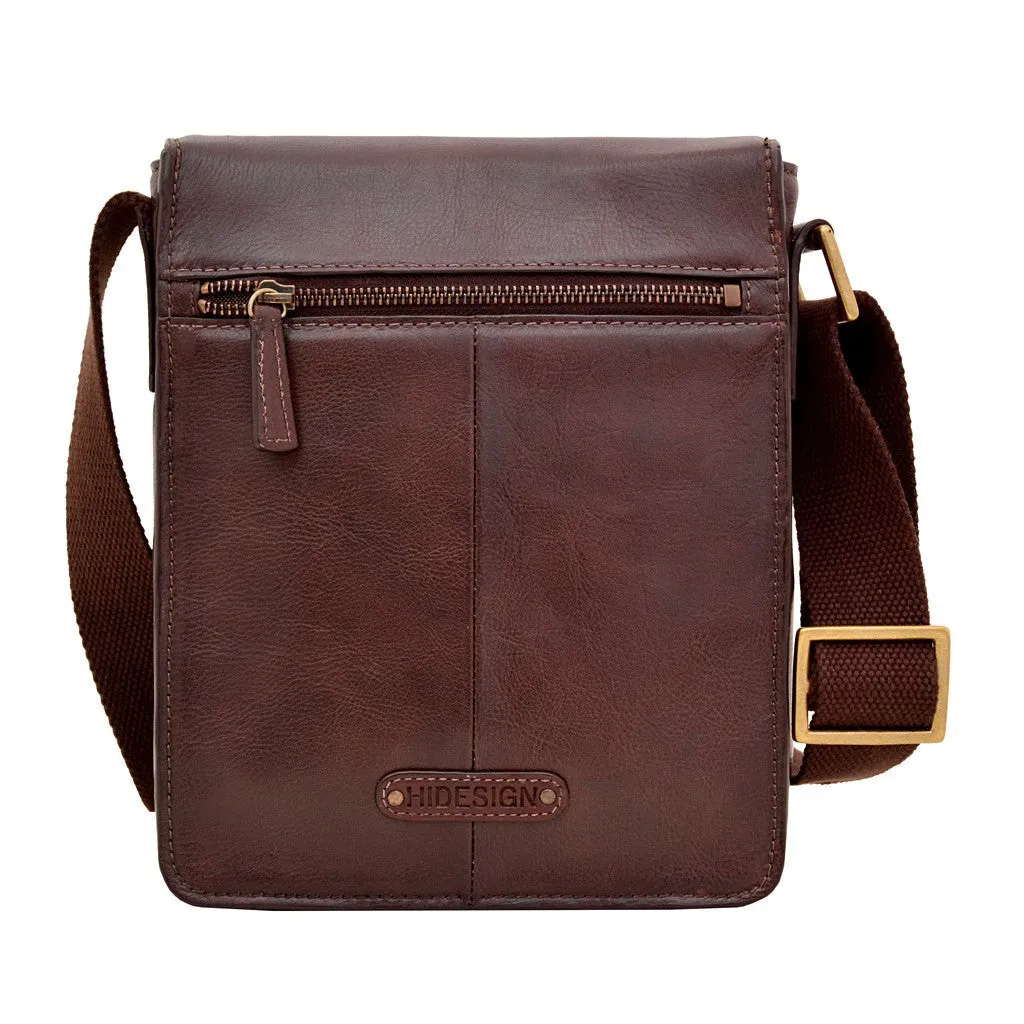 Aiden Small Leather Messenger Bag in Brown