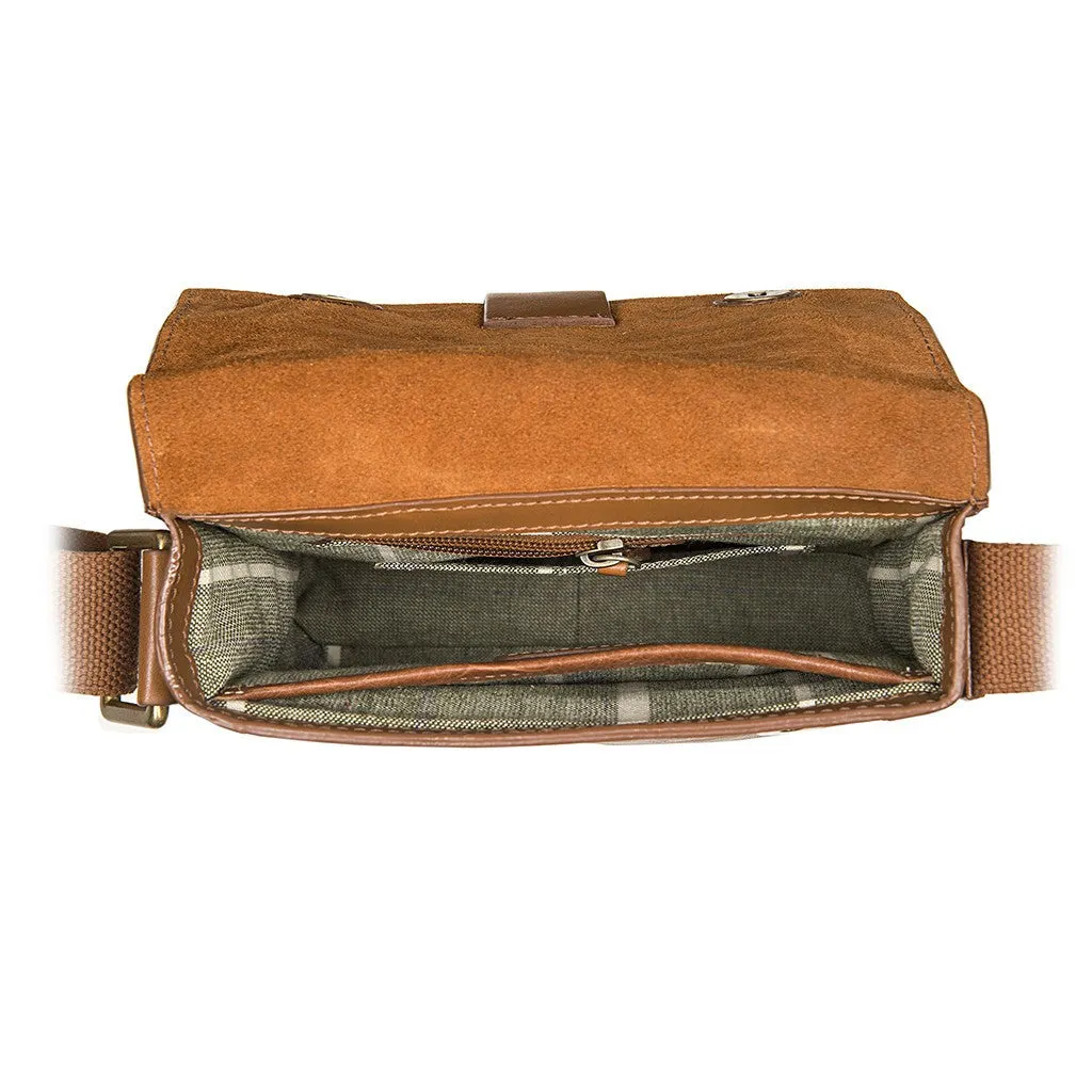 Aiden Small Leather Messenger Bag in Tan