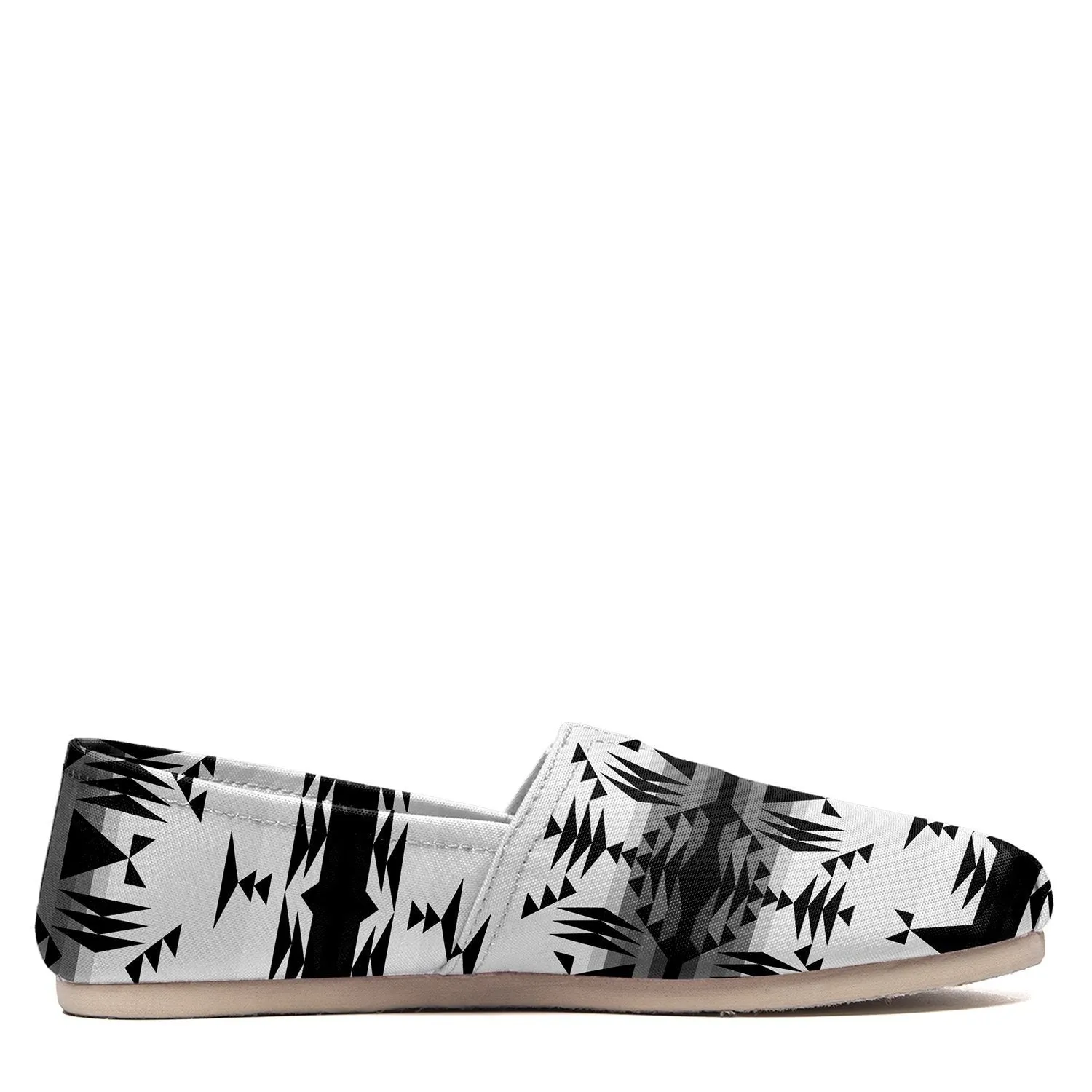 Between the Mountains White and Black Slip On