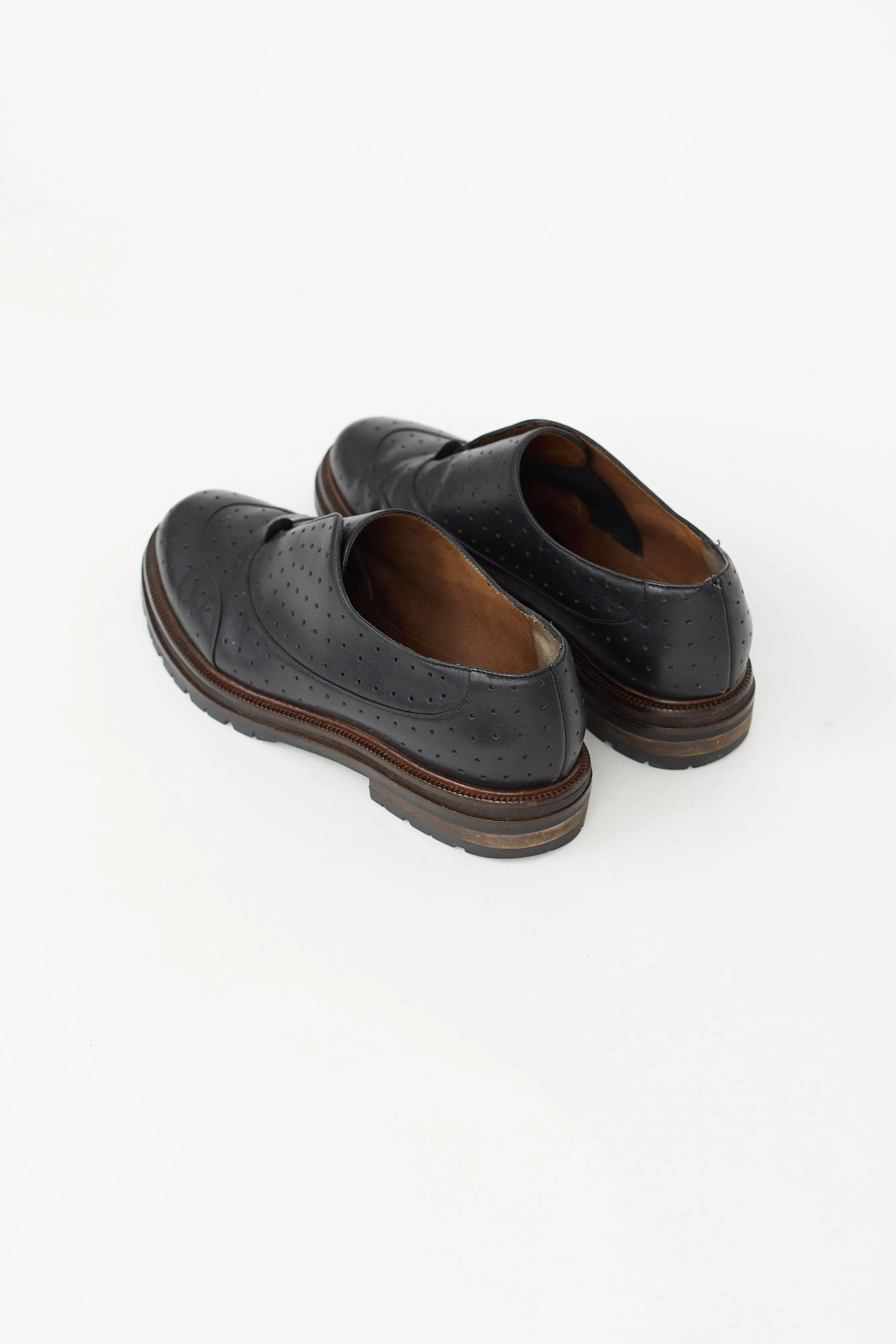 Black Leather Perforated Loafer