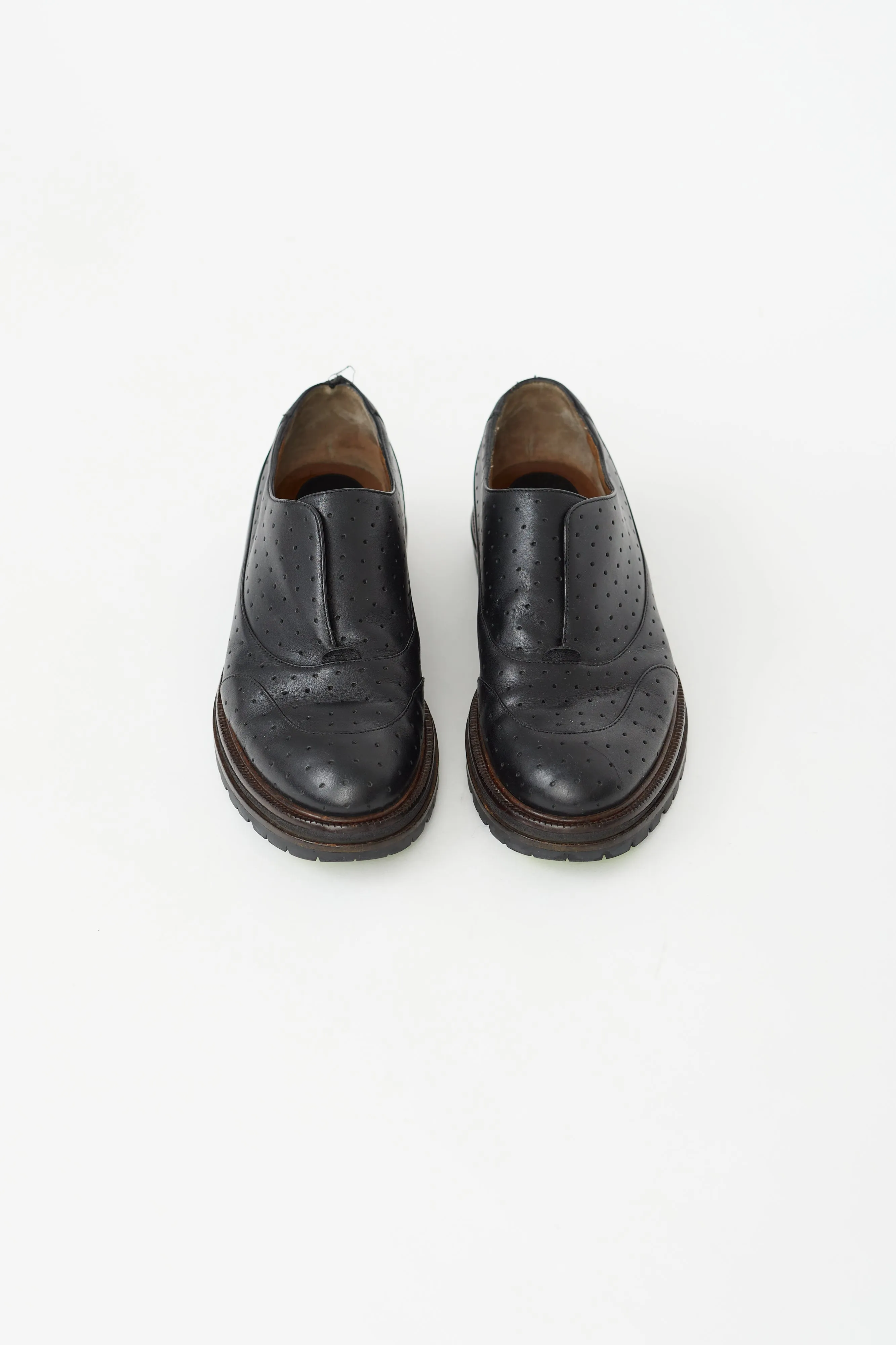 Black Leather Perforated Loafer