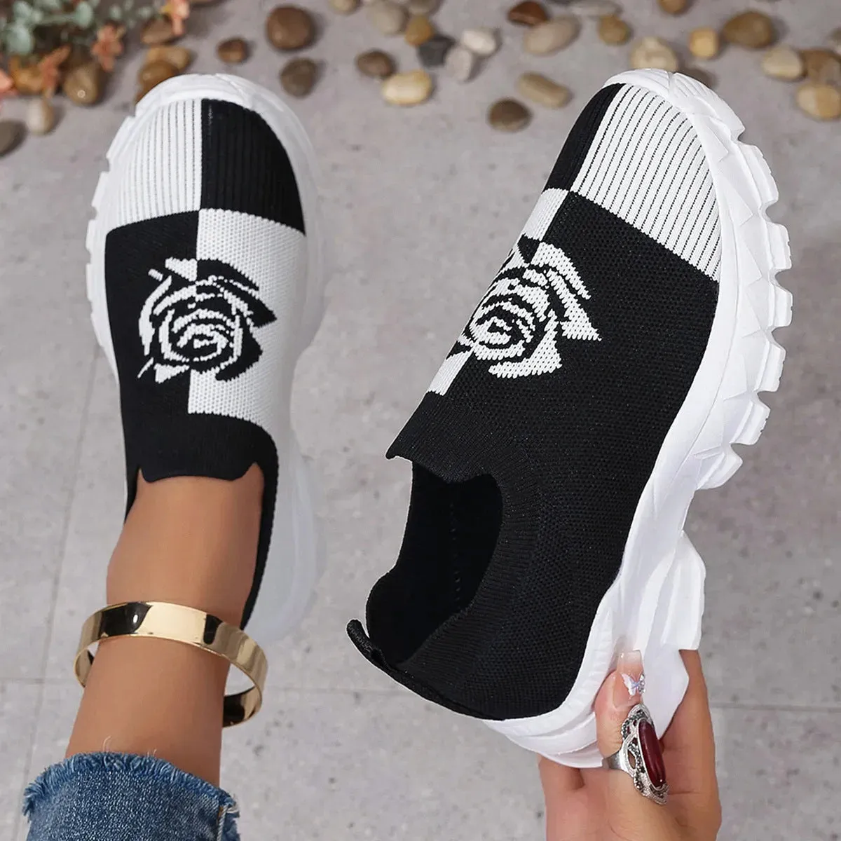 Breathable Sneaker Plus Size Flying Woven Women's