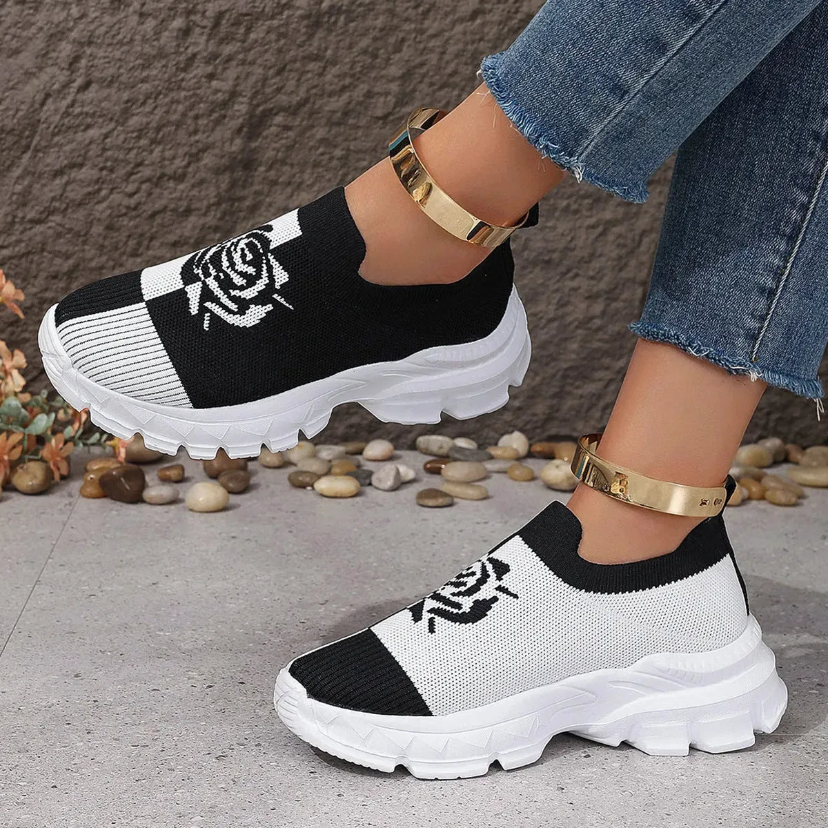 Breathable Sneaker Plus Size Flying Woven Women's