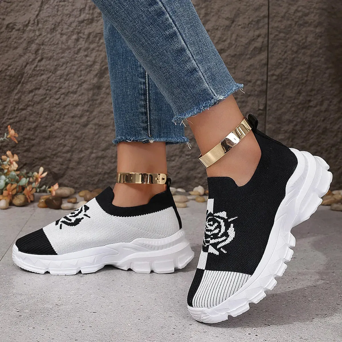 Breathable Sneaker Plus Size Flying Woven Women's