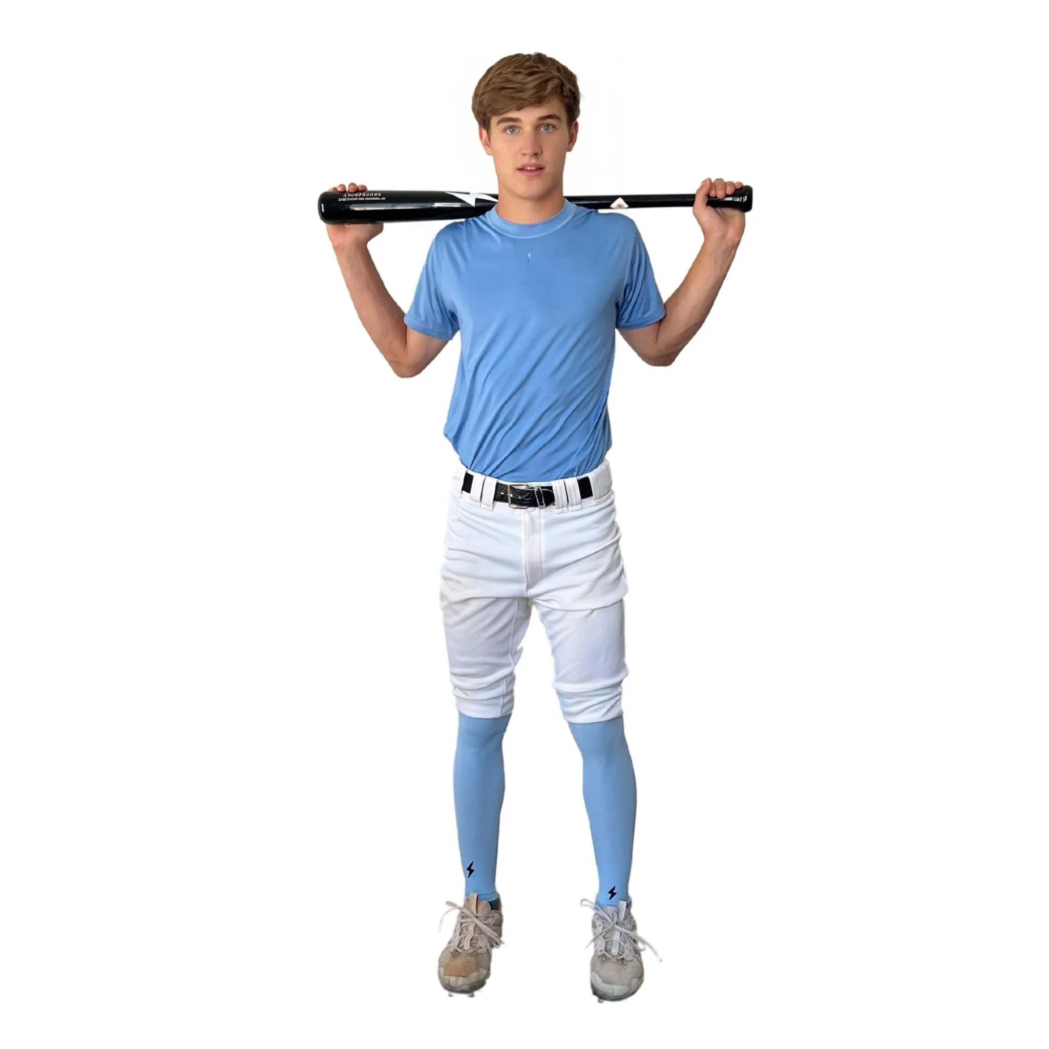 BRUCE BOLT Xtra Long Compression Leg Sleeves (pair) - BABY BLUE