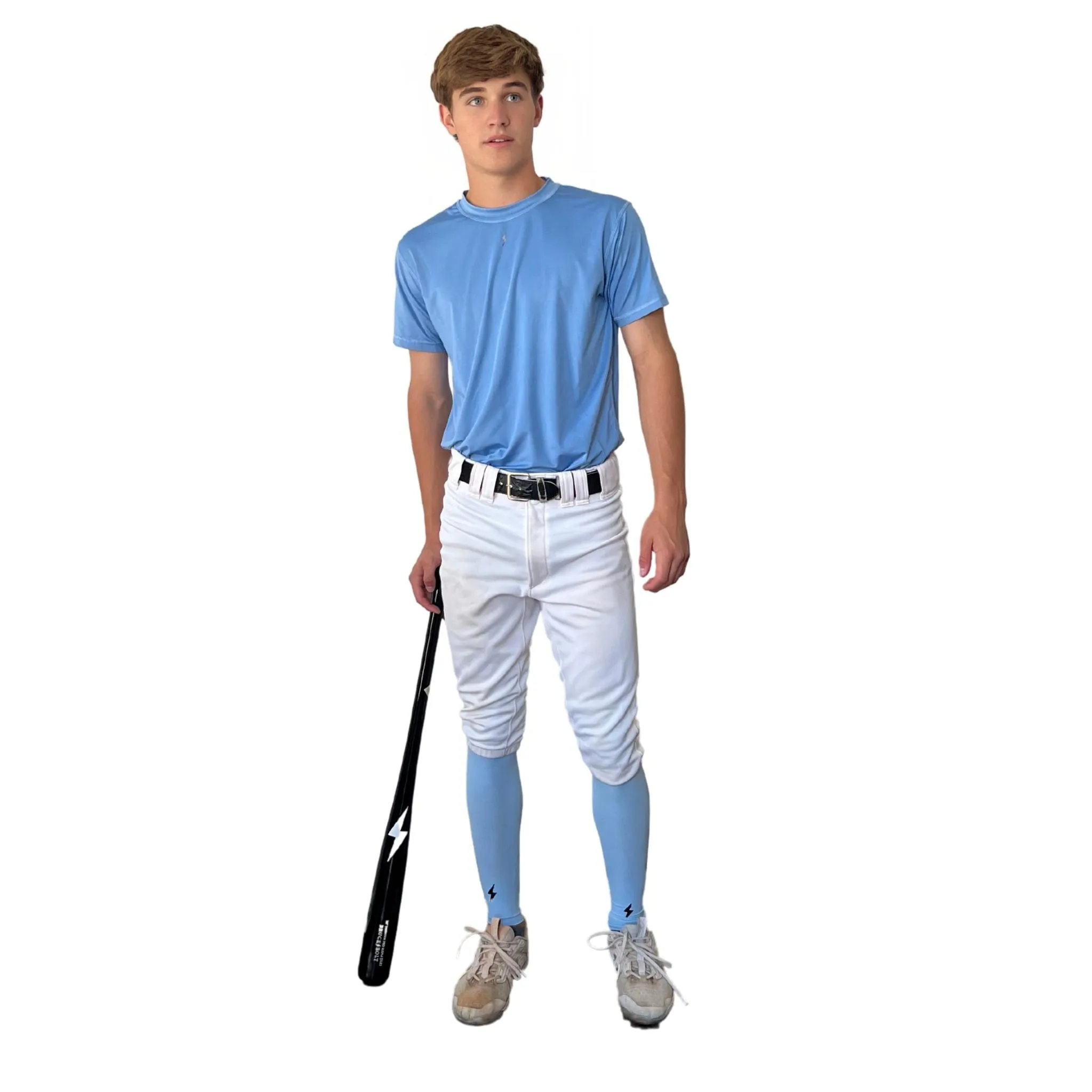 BRUCE BOLT Xtra Long Compression Leg Sleeves (pair) - BABY BLUE