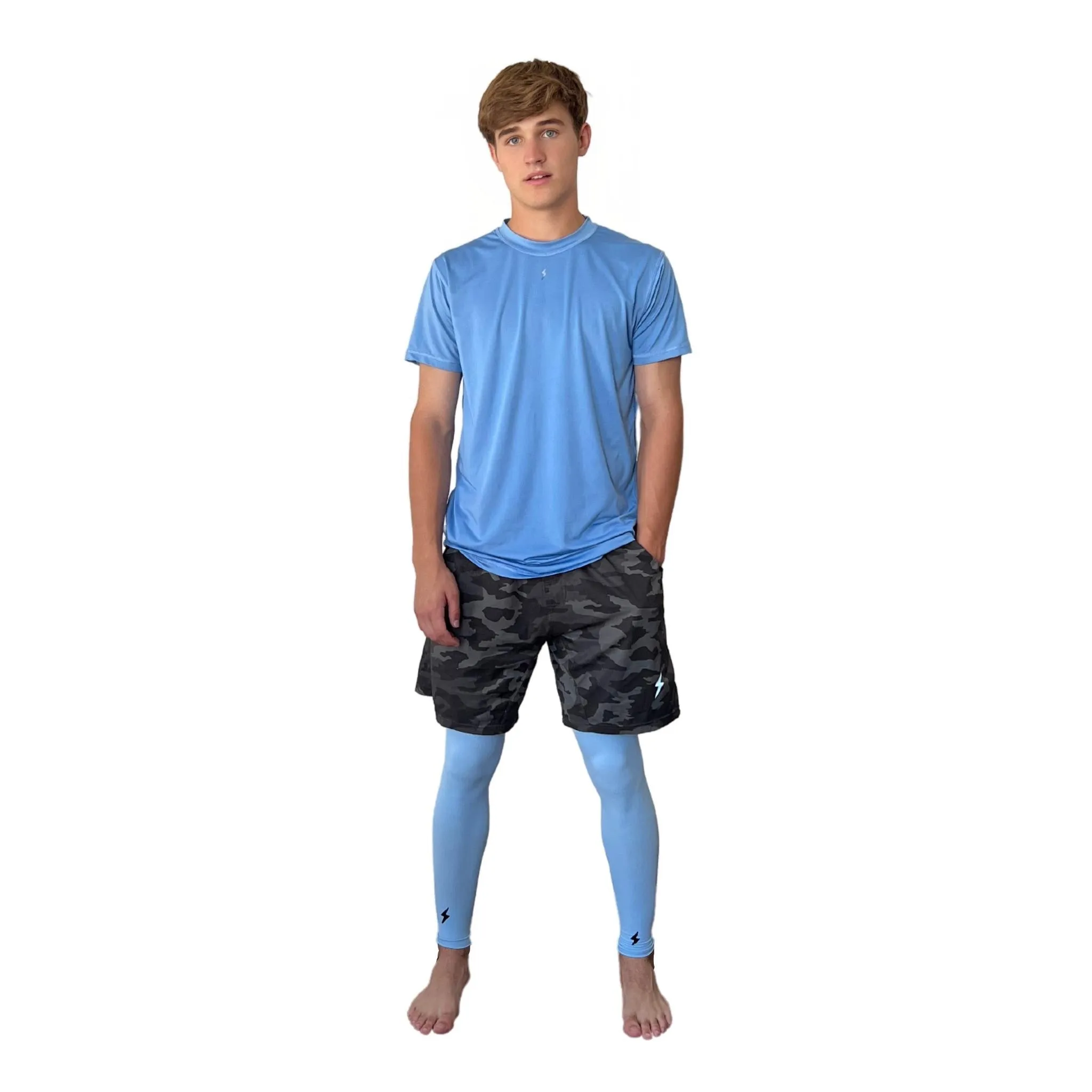 BRUCE BOLT Xtra Long Compression Leg Sleeves (pair) - BABY BLUE