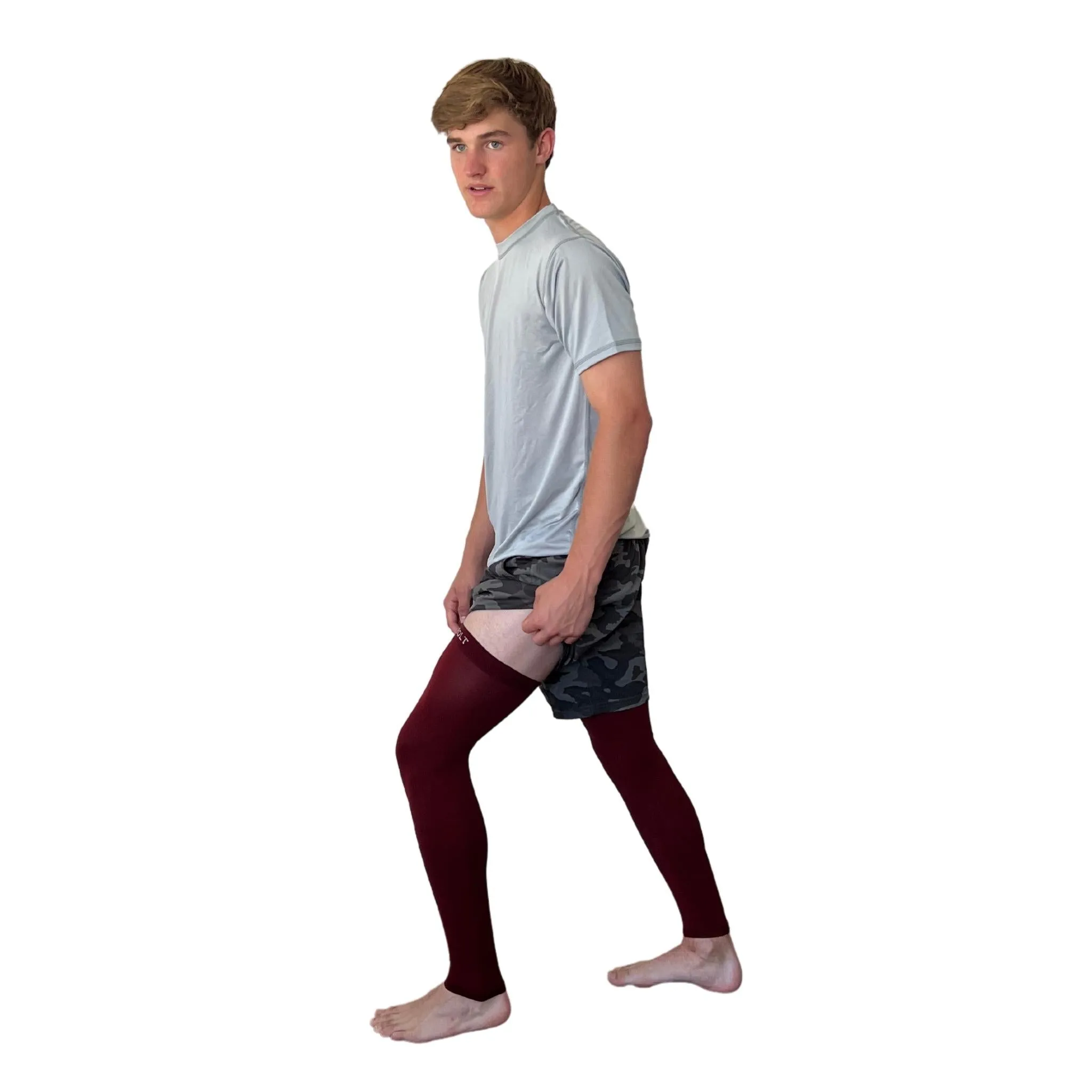 BRUCE BOLT Xtra Long Compression Leg Sleeves (pair) - MAROON