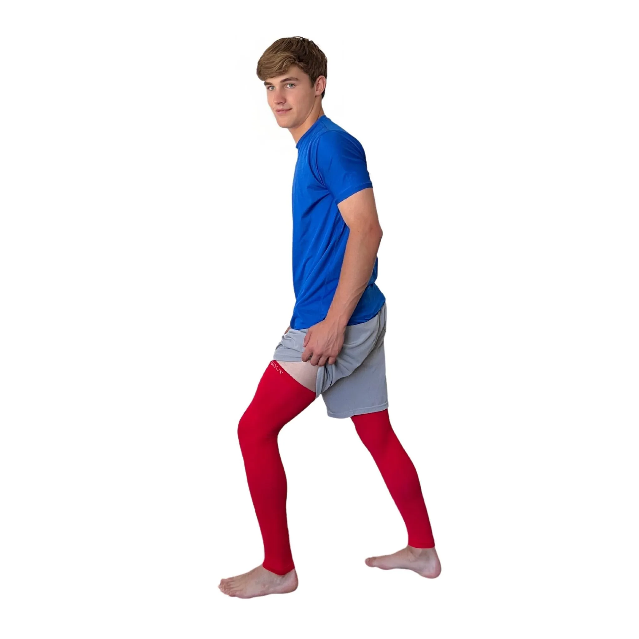 BRUCE BOLT Xtra Long Compression Leg Sleeves (pair) - RED