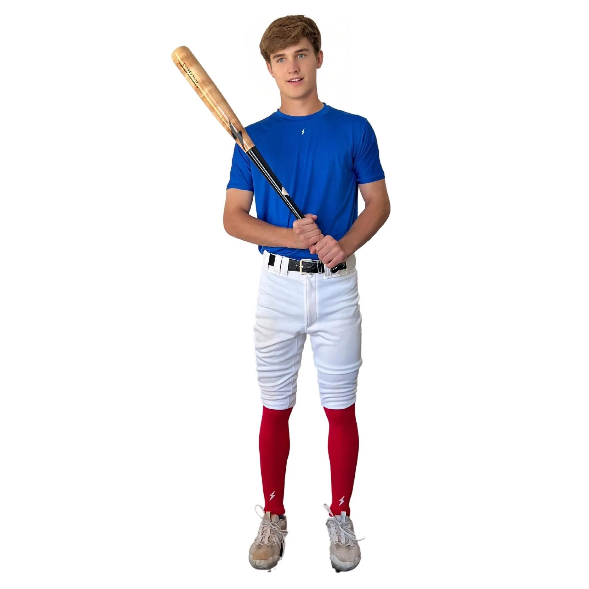 BRUCE BOLT Xtra Long Compression Leg Sleeves (pair) - RED