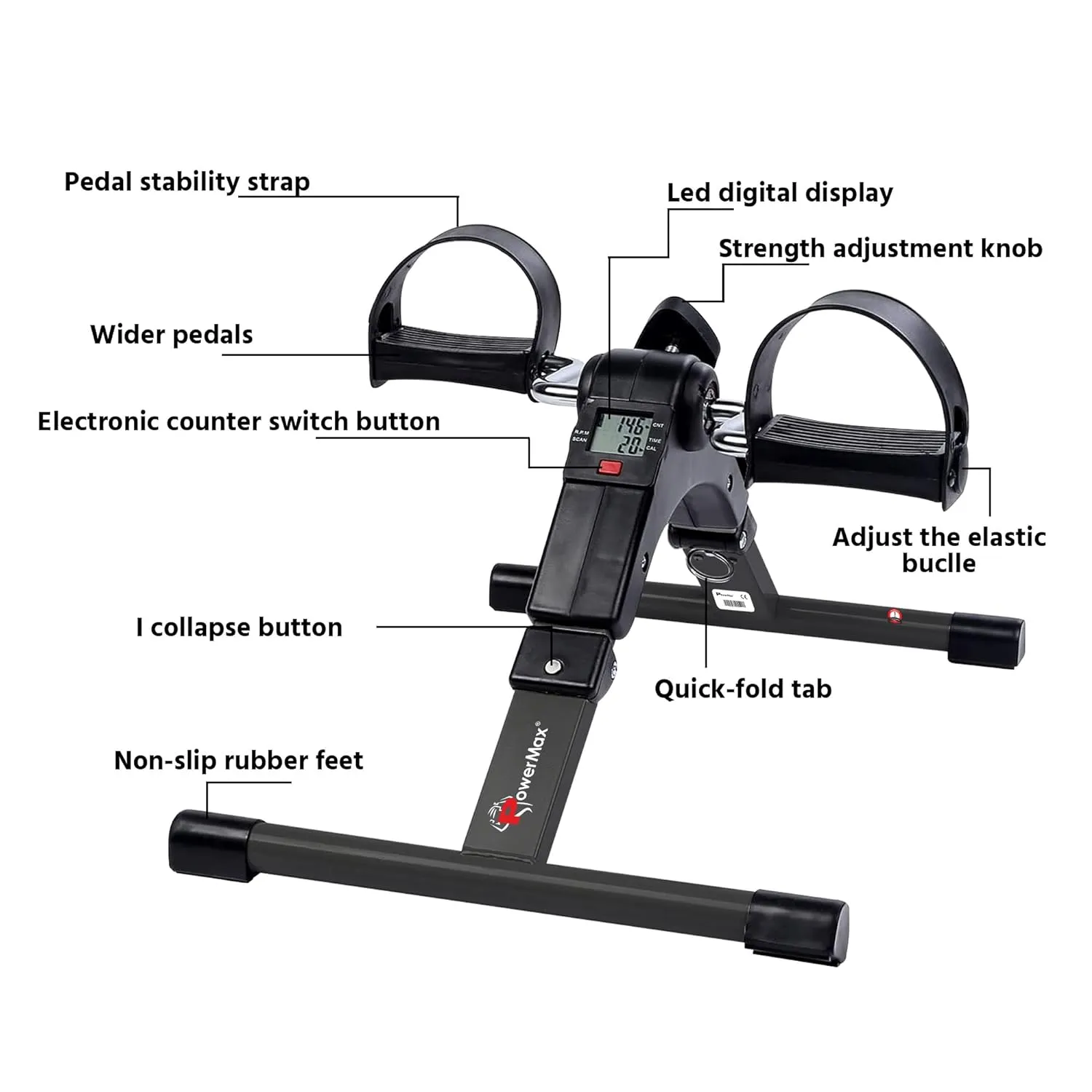 BS-MINI Mini Cycle Pedal Exerciser with Adjustable Resistance and Digital Display - For Light Leg and Arm Exercise and Physiotherapy at Home