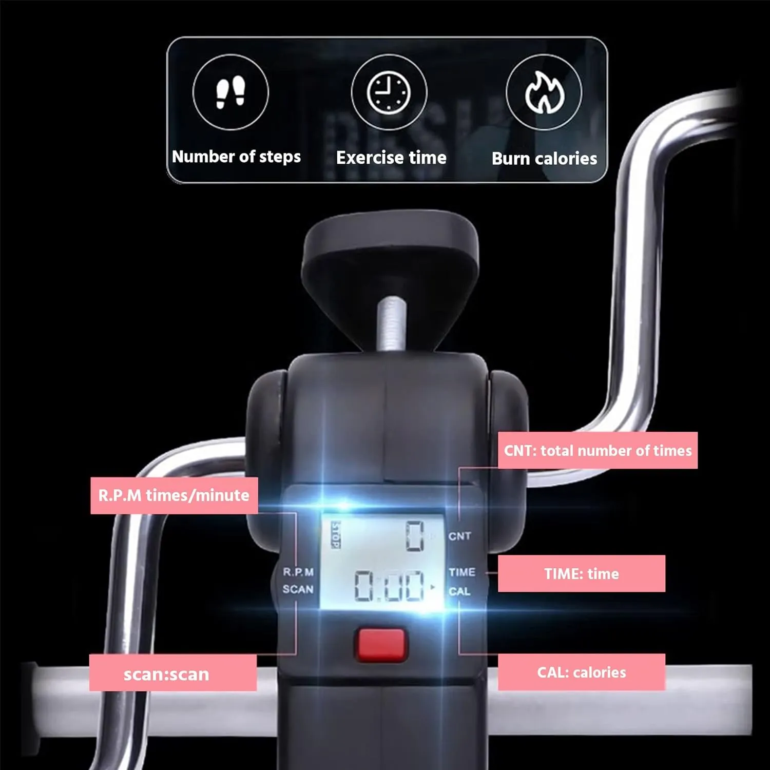 BS-MINI Mini Cycle Pedal Exerciser with Adjustable Resistance and Digital Display - For Light Leg and Arm Exercise and Physiotherapy at Home