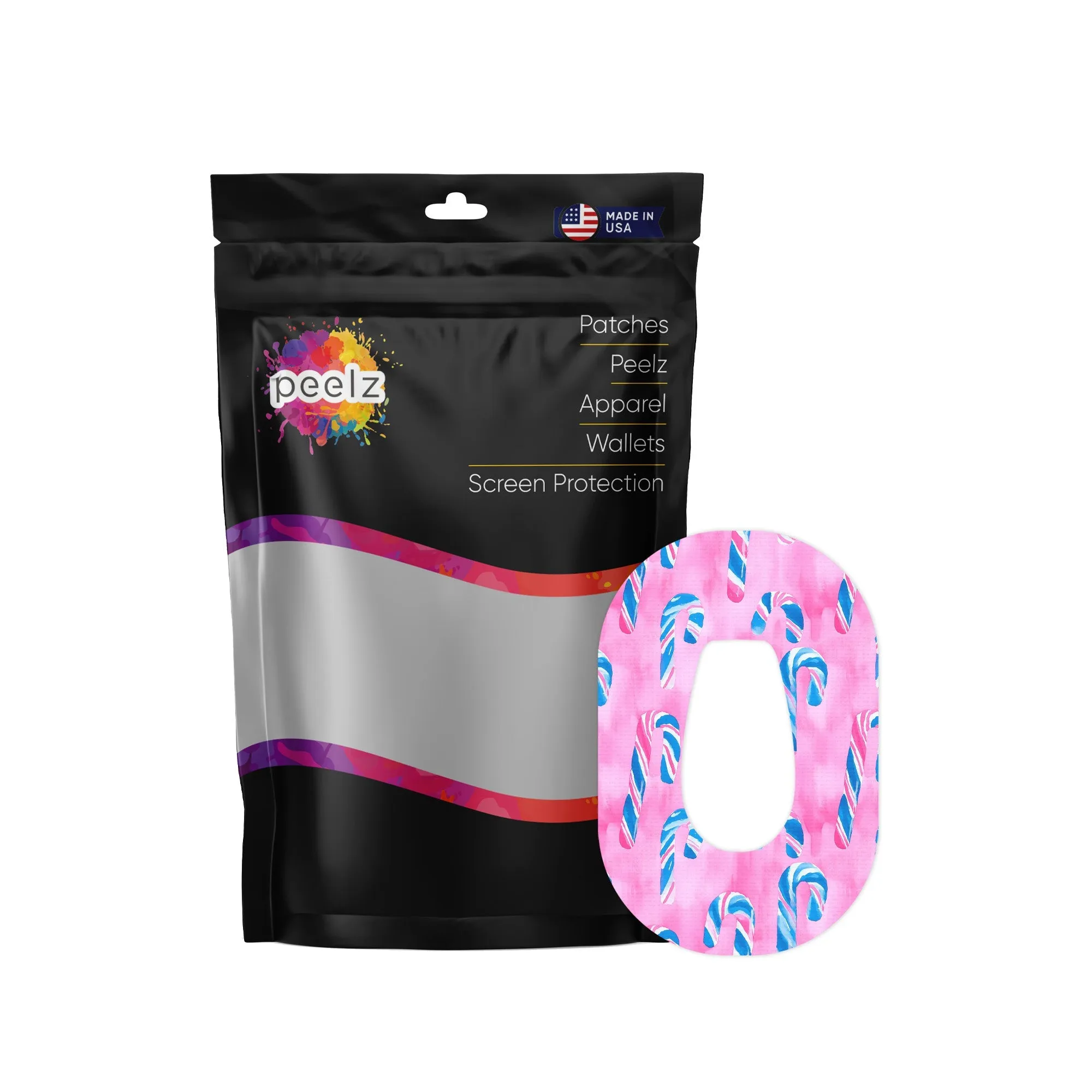 Candy Canes Patch Tape Designed for the DEXCOM G6