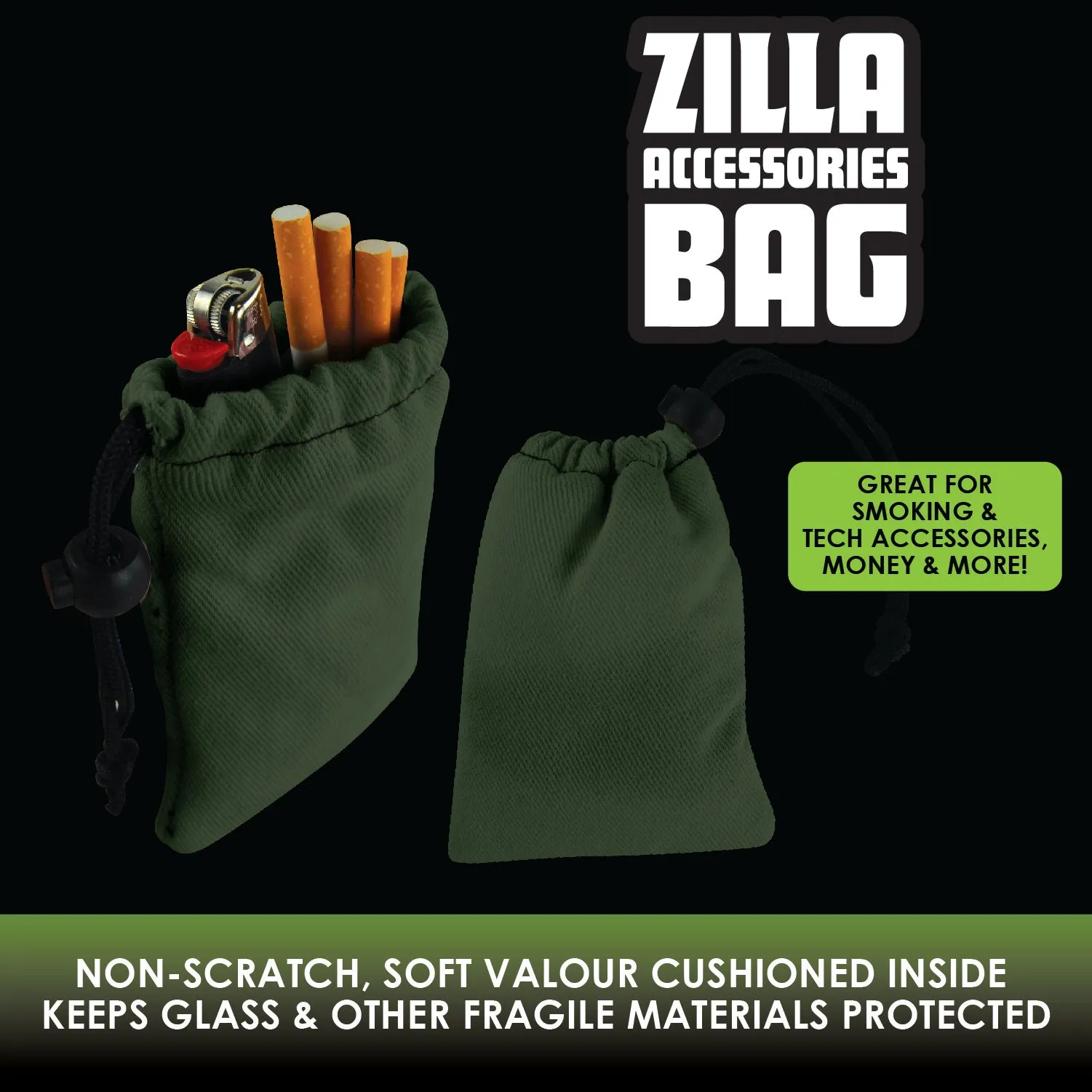 Canvas Smoker Accessories Pouch with Patch - 6 Pieces Per Retail Ready Display 22930