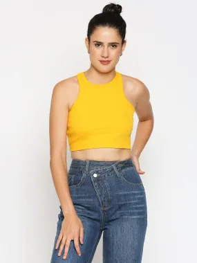 Disrupt Women Sleeveless Yellow Ribbed Crop Top