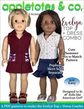 Evelyn Top   Dress 18 Inch Doll Sewing Pattern