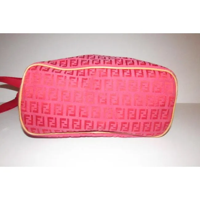 Fendi Shoulder Zucchino Cross Body Redpink Printcamel Canvas And Leather Hobo Bag