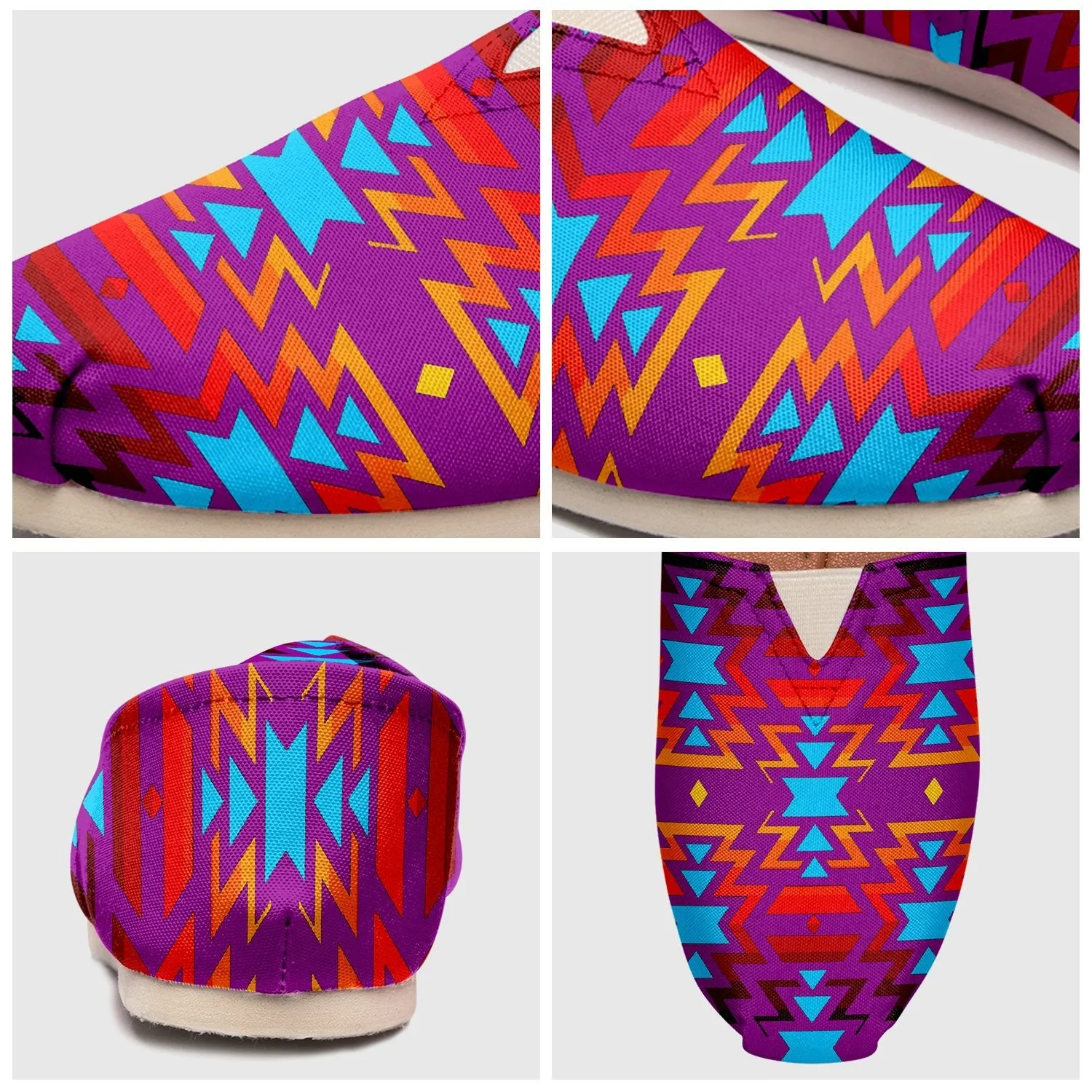 Fire Colors and Turquoise Purple Slip On