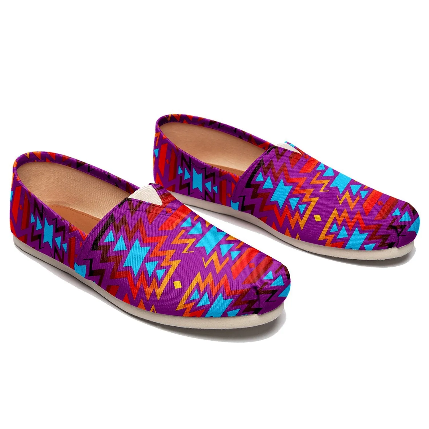 Fire Colors and Turquoise Purple Slip On