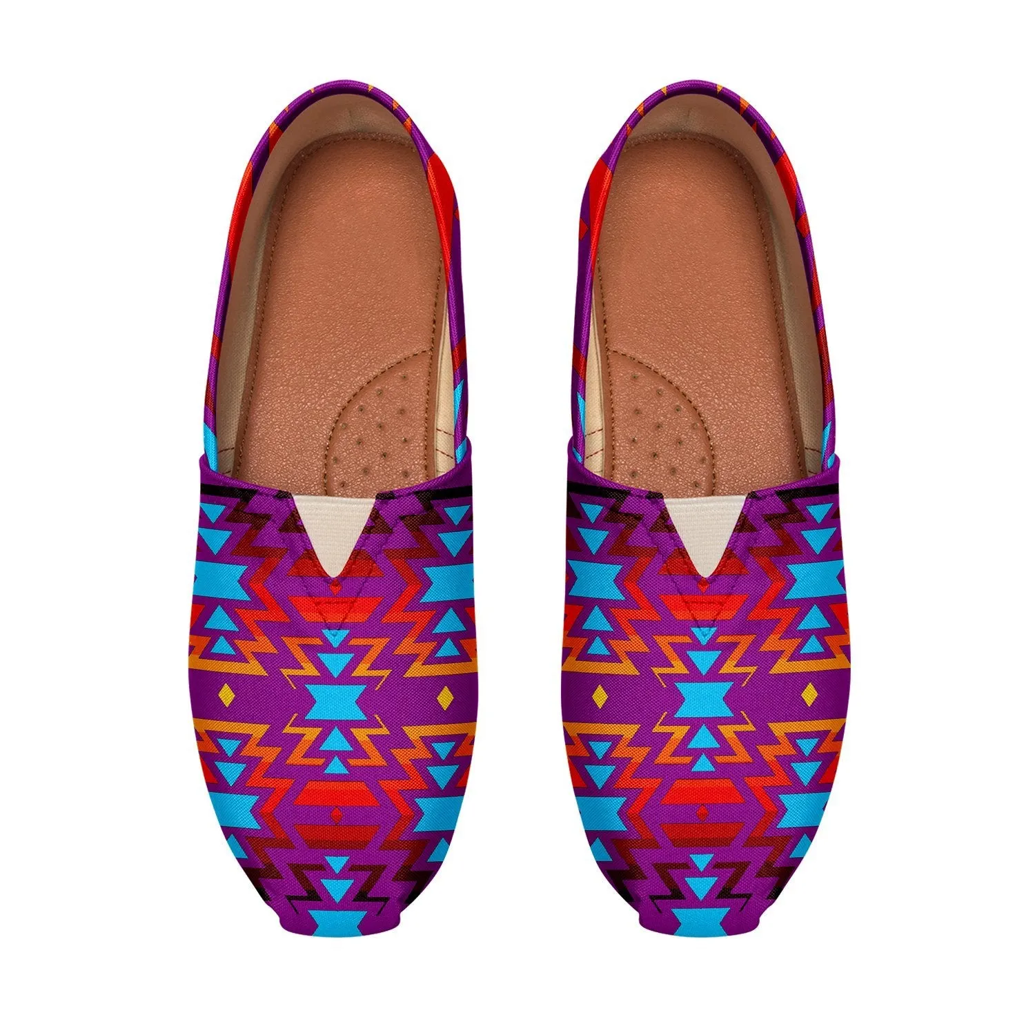 Fire Colors and Turquoise Purple Slip On