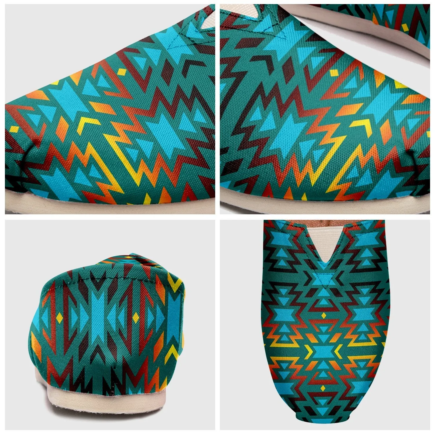 Fire Colors and Turquoise Teal Slip On